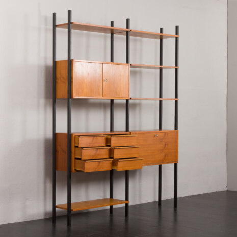 23235 italian- Teak- Freestanding Twobay wallunit with something pretending secretary-5 23235 italian- Teak- Freestanding Twobay wallunit with something pretending secretary-5