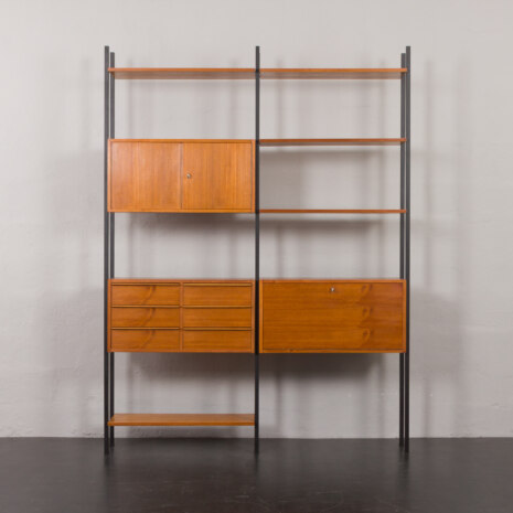 23235 italian- Teak- Freestanding Twobay wallunit with something pretending secretary-6 23235 italian- Teak- Freestanding Twobay wallunit with something pretending secretary-6