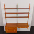 23240 Système d'étagères de bureau danois en teck avec un bureau flottant à tiroirs _ commode de Preben Sorensen, unité murale à 2 baies, années 1960-7