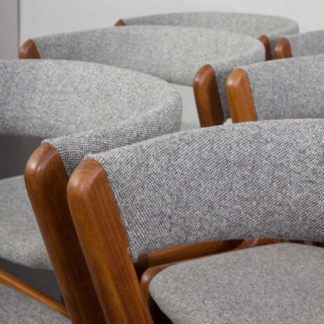 23247 Set of 10 Fire Chairs in solid teak and grey wool by Kai Kristiansen, Denmark 1960s -3 23247 Set of 10 Fire Chairs in solid teak and grey wool by Kai Kristiansen, Denmark 1960s -3