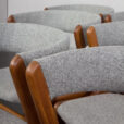 23247 Set of 10 Fire Chairs in solid teak and grey wool by Kai Kristiansen, Denmark 1960s -3