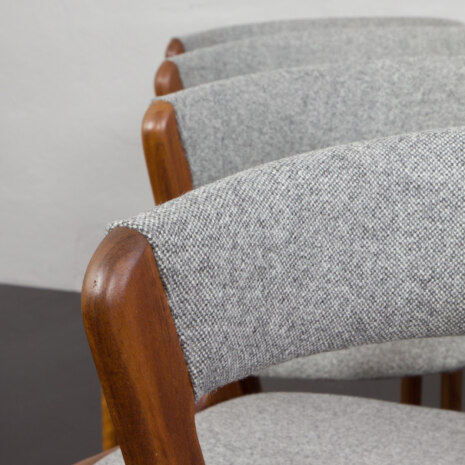 23247 Set of 10 Fire Chairs in solid teak and grey wool by Kai Kristiansen, Denmark 1960s -4 23247 Set of 10 Fire Chairs in solid teak and grey wool by Kai Kristiansen, Denmark 1960s -4