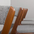 23247 Set of 10 Fire Chairs in solid teak and grey wool by Kai Kristiansen, Denmark 1960s -8