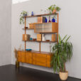23252 Danish modular shelving system in teak with 3 cabinets _ 5 floating cabinets, Sorensen Cadovius style wall unit, Denmark, 1960s-2