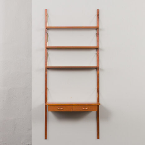 23256 one bay teak wall unit with desk-5 23256 one bay teak wall unit with desk-5