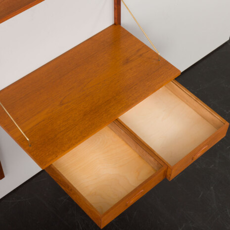 23256 one bay teak wall unit with desk-6 23256 one bay teak wall unit with desk-6