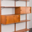 23263 Danish modular shelving system in teak with 2 sliding doors cabinets, Sorensen Cadovius style wall unit, Denmark, 1960s-10