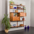 23263 Danish modular shelving system in teak with 2 sliding doors cabinets, Sorensen Cadovius style wall unit, Denmark, 1960s-2