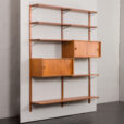 23263 Danish modular shelving system in teak with 2 sliding doors cabinets, Sorensen Cadovius style wall unit, Denmark, 1960s-3