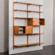 23263 Danish modular shelving system in teak with 2 sliding doors cabinets, Sorensen Cadovius style wall unit, Denmark, 1960s-5