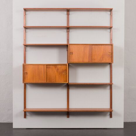 23263 Danish modular shelving system in teak with 2 sliding doors cabinets, Sorensen Cadovius style wall unit, Denmark, 1960s-7 23263 Danish modular shelving system in teak with 2 sliding doors cabinets, Sorensen Cadovius style wall unit, Denmark, 1960s-7