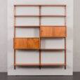 23263 Danish modular shelving system in teak with 2 sliding doors cabinets, Sorensen Cadovius style wall unit, Denmark, 1960s-7