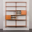 23263 Danish modular shelving system in teak with 2 sliding doors cabinets, Sorensen Cadovius style wall unit, Denmark, 1960s-8