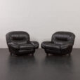 23277 Vintage Italian lounge chairs in black leatherette in Bellini style, 1970s-2
