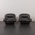 23277 Vintage Italian lounge chairs in black leatherette in Bellini style, 1970s-3