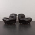 23277 Vintage Italian lounge chairs in black leatherette in Bellini style, 1970s-4