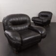 23277 Vintage Italian lounge chairs in black leatherette in Bellini style, 1970s-7