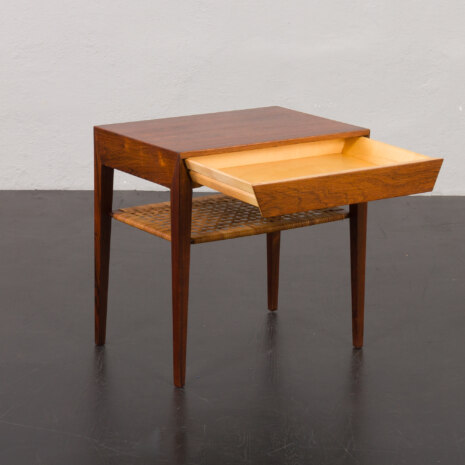 23281 Rosewood and Cane Side Table w. hidden drawer by Severin Hansen for Haslev, Denmark, 1960s-2 23281 Rosewood and Cane Side Table w. hidden drawer by Severin Hansen for Haslev, Denmark, 1960s-2