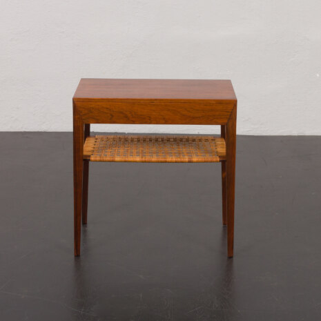 23281 Rosewood and Cane Side Table w. hidden drawer by Severin Hansen for Haslev, Denmark, 1960s-3 23281 Rosewood and Cane Side Table w. hidden drawer by Severin Hansen for Haslev, Denmark, 1960s-3