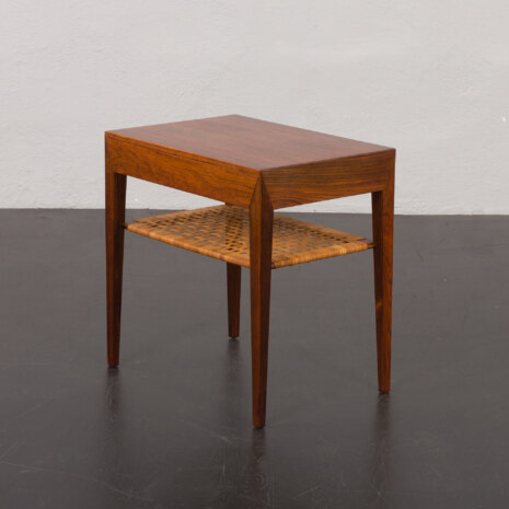 23281 Rosewood and Cane Side Table w. hidden drawer by Severin Hansen for Haslev, Denmark, 1960s-4 23281 Rosewood and Cane Side Table w. hidden drawer by Severin Hansen for Haslev, Denmark, 1960s-4