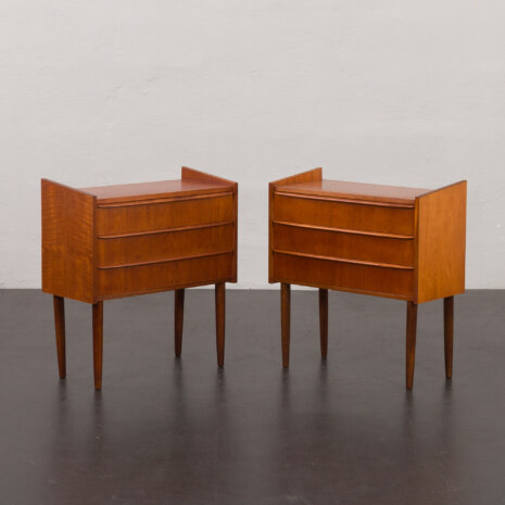 23284 Vintage teak nightstands, Danish 3-drawer chest, 1960s, set of 2-2 23284 Vintage teak nightstands, Danish 3-drawer chest, 1960s, set of 2-2