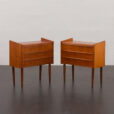 23284 Vintage teak nightstands, Danish 3-drawer chest, 1960s, set of 2-2