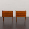 23284 Vintage teak nightstands, Danish 3-drawer chest, 1960s, set of 2-3