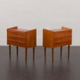 23284 Vintage teak nightstands, Danish 3-drawer chest, 1960s, set of 2-4