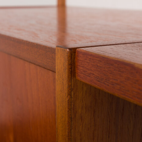 23301 Danish home office shelving system in teak with a floating desk _ sliding doors cabinet by Preben Sorensen, 2 bay wall unit, 1960s-17 23301 Danish home office shelving system in teak with a floating desk _ sliding doors cabinet by Preben Sorensen, 2 bay wall unit, 1960s-17