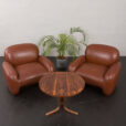 23305 Vintage Italian lounge chairs in brown leatherette in Bellini _ Frattini style, 1970s-1