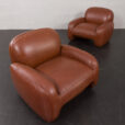 23305 Vintage Italian lounge chairs in brown leatherette in Bellini _ Frattini style, 1970s-13
