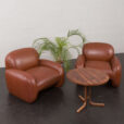23305 Vintage Italian lounge chairs in brown leatherette in Bellini _ Frattini style, 1970s-2