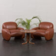 23305 Vintage Italian lounge chairs in brown leatherette in Bellini _ Frattini style, 1970s-3