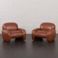 23305 Vintage Italian lounge chairs in brown leatherette in Bellini _ Frattini style, 1970s-4