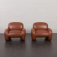 23305 Vintage Italian lounge chairs in brown leatherette in Bellini _ Frattini style, 1970s-5