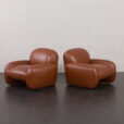 23305 Vintage Italian lounge chairs in brown leatherette in Bellini _ Frattini style, 1970s-6