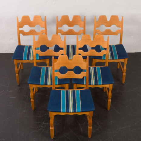 23308 set of 6 razor chairs in original upholstery blue wool in stripes-3 23308 set of 6 razor chairs in original upholstery blue wool in stripes-3