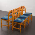 23308 set of 6 razor chairs in original upholstery blue wool in stripes-7