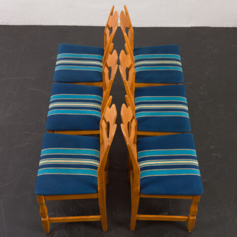 23308 set of 6 razor chairs in original upholstery blue wool in stripes-9 23308 set of 6 razor chairs in original upholstery blue wool in stripes-9