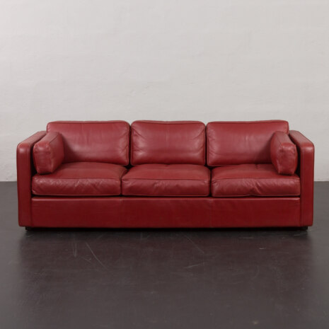 23311 Italian mid century 3 seater lounge sofa in thick leather with goose down filled cushions, 1970s-3 23311 Italian mid century 3 seater lounge sofa in thick leather with goose down filled cushions, 1970s-3