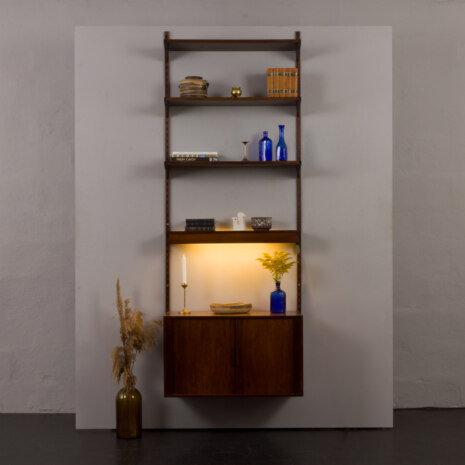 23324 Étagère en palissandre avec armoire à portes tambour, Kai Kristiansen, Danemark, années 1960-1 23324 Étagère en palissandre avec armoire à portes tambour, Kai Kristiansen, Danemark, années 1960-1