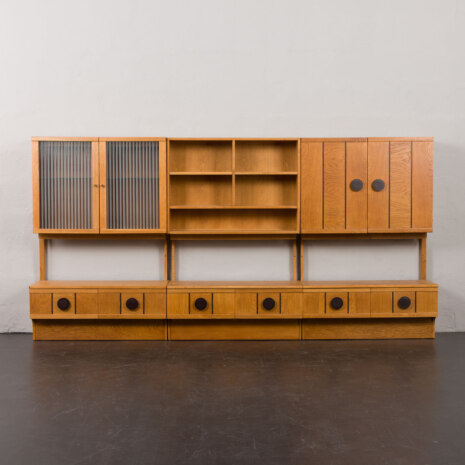 22072 Norwegian dark Oak wall unit with brass details-11 22072 Norwegian dark Oak wall unit with brass details-11