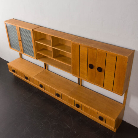 22072 Norwegian dark Oak wall unit with brass details-16 22072 Norwegian dark Oak wall unit with brass details-16