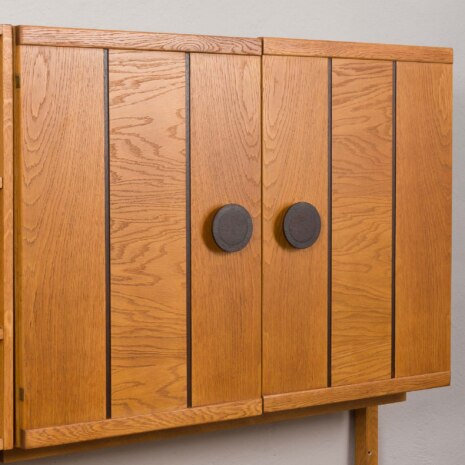 22072 Norwegian dark Oak wall unit with brass details-22 22072 Norwegian dark Oak wall unit with brass details-22