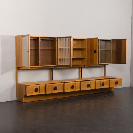 22072 Norwegian dark Oak wall unit with brass details-6 22072 Norwegian dark Oak wall unit with brass details-6