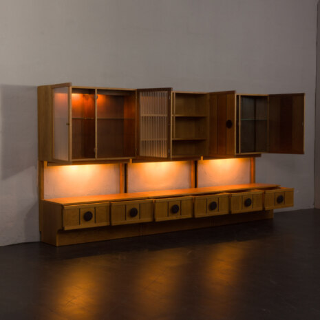 22072 Norwegian dark Oak wall unit with brass details-7 22072 Norwegian dark Oak wall unit with brass details-7