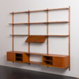 23298 threebay teak wall unit with two cabinets-4