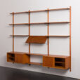 23298 threebay teak wall unit with two cabinets-5