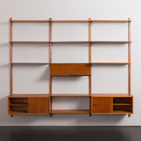 23298 threebay teak wall unit with two cabinets-6 23298 threebay teak wall unit with two cabinets-6