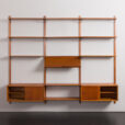 23298 threebay teak wall unit with two cabinets-6